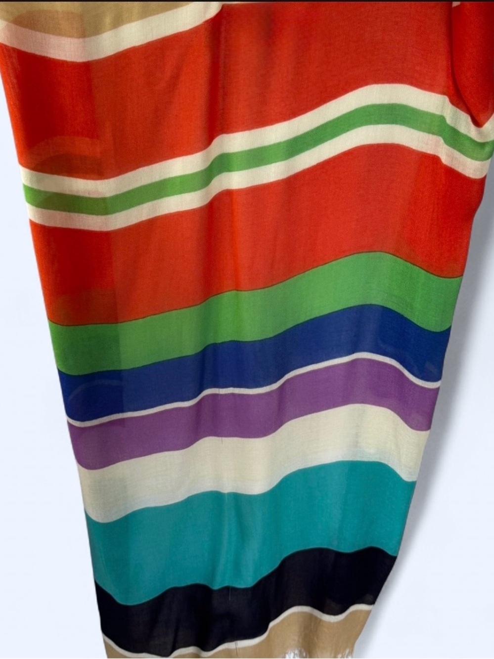 kate spade Multicolor color blocked  Scarf with Gold Logo stamped inside viscose